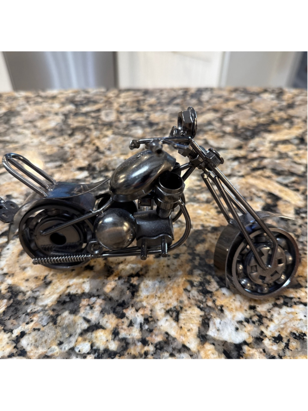Handmade Metal Motorcycle Sculpture Industrial Biker Art Welded Steel Décor
